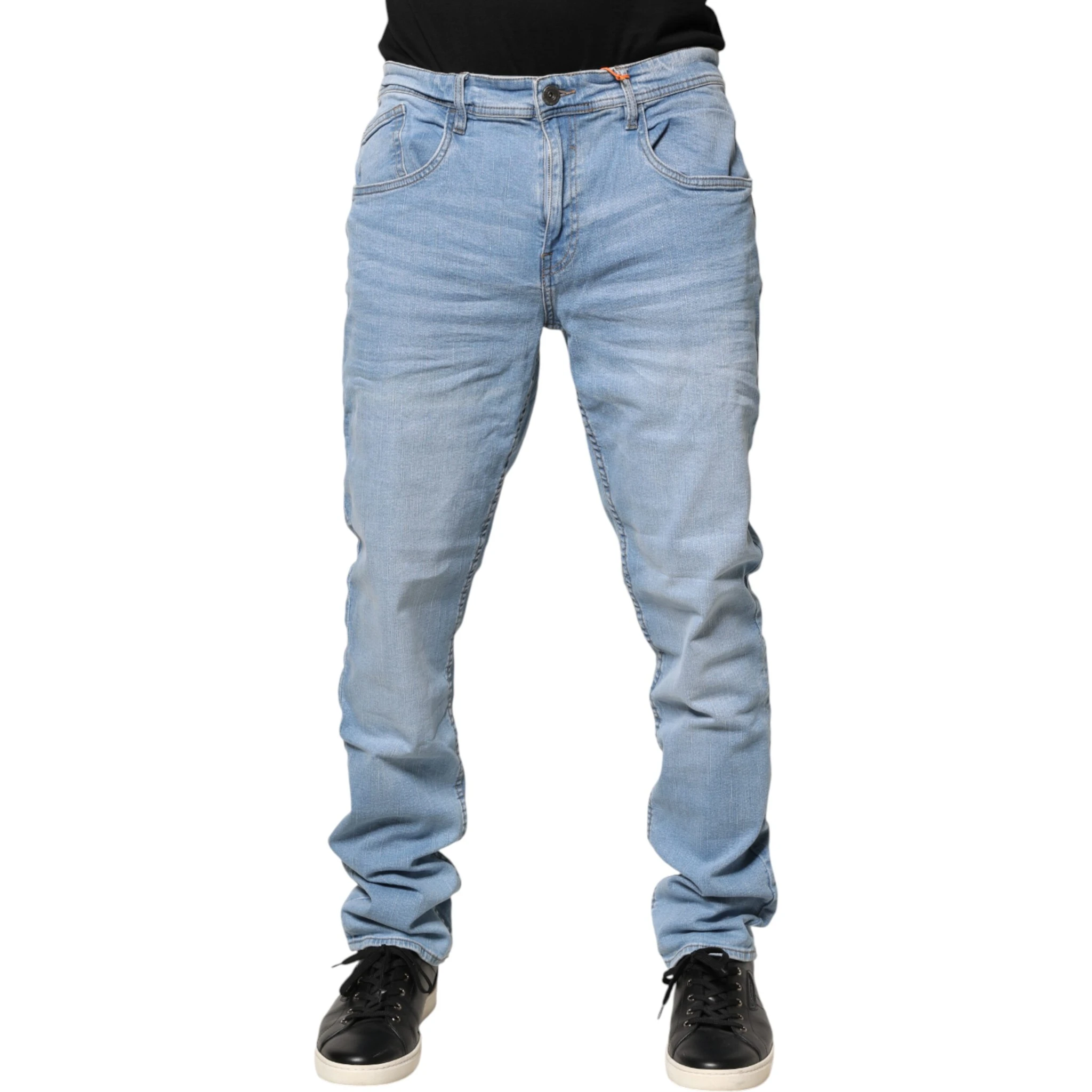 Light Blue Twister Mid Waist Skinny Fit Men Denim Jeans