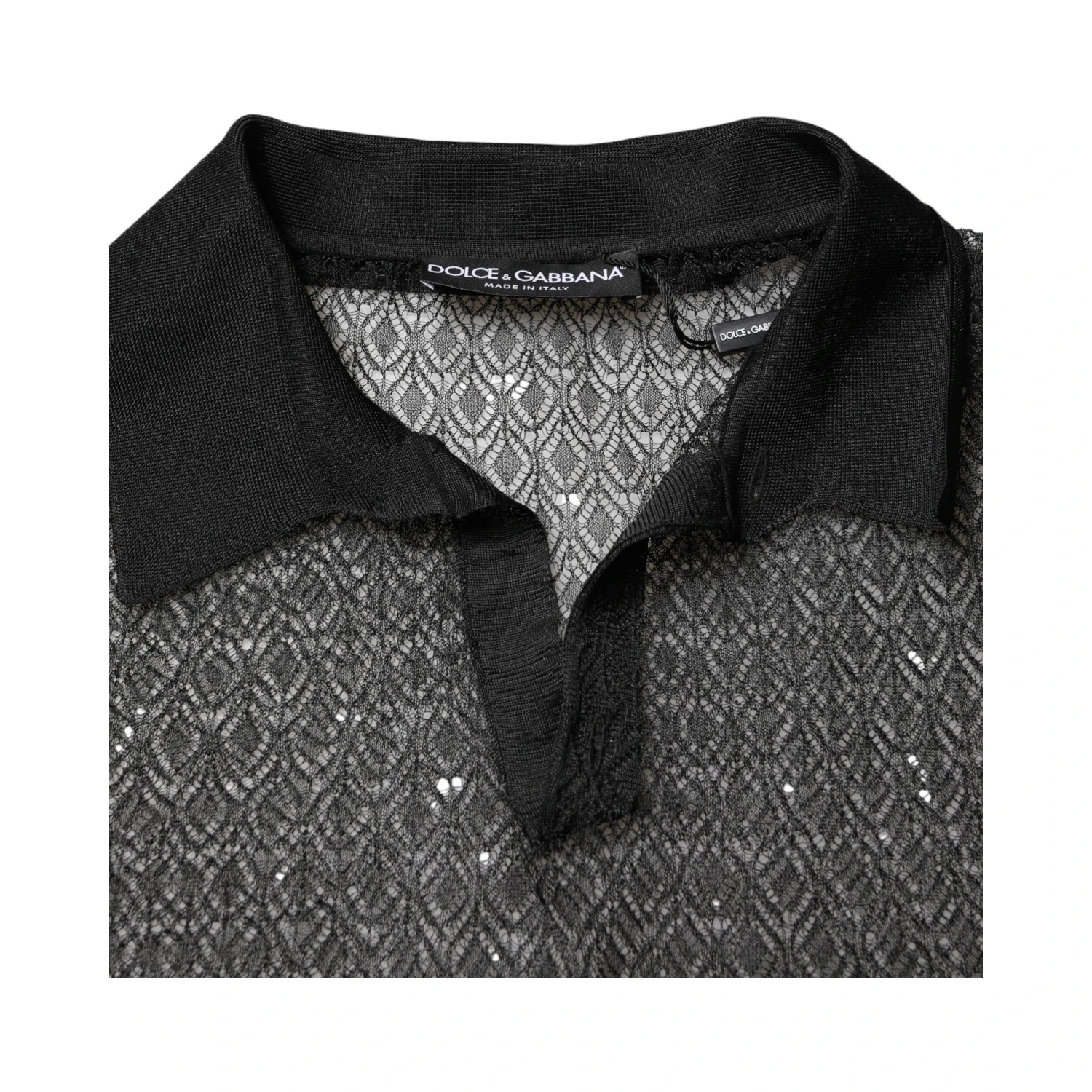 Black Sheer Short Sleeves Casual Polo  Top