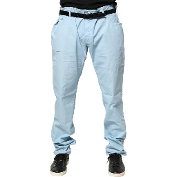 Light Blue Cotton Straight Fit Men Denim Jeans