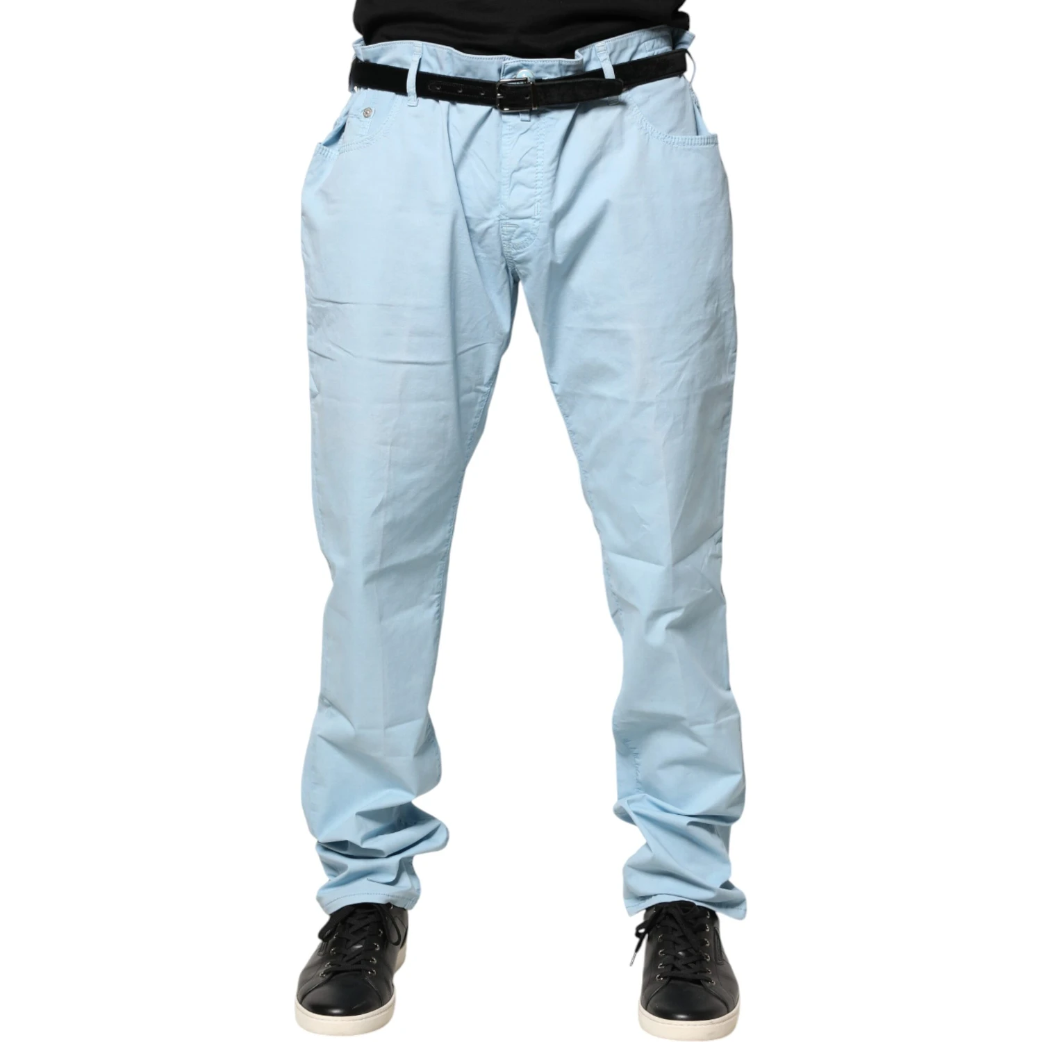 Light Blue Cotton Straight Fit Men Denim Jeans