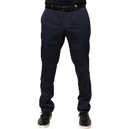 Navy Blue Skinny Chino Mid Waist Men Pants