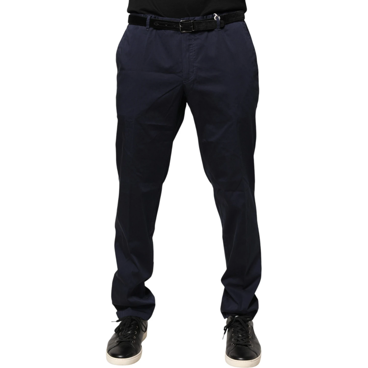 Navy Blue Skinny Chino Mid Waist Men Pants