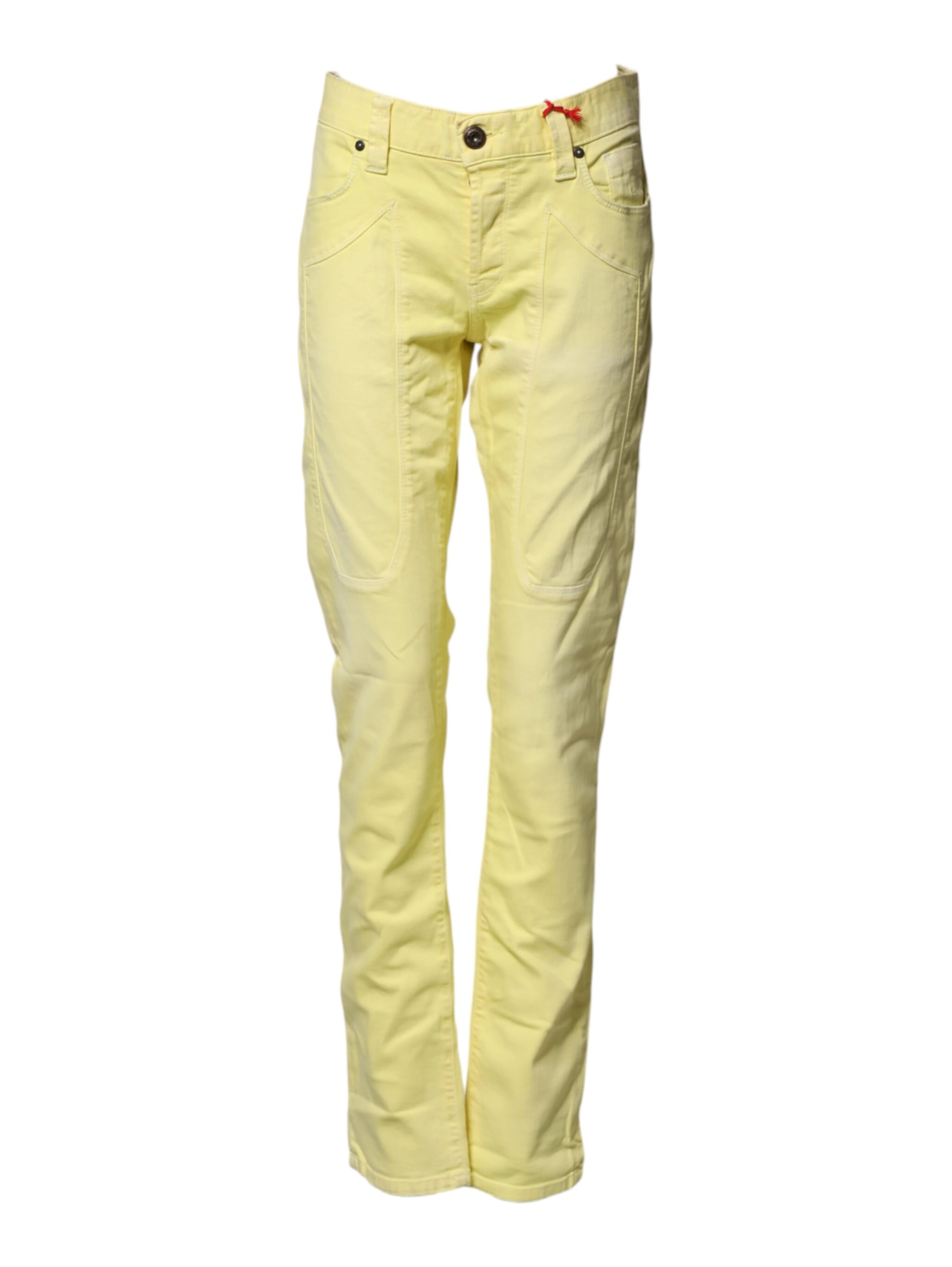 Yellow Mid Waist Straight Fit Men Denim Trouser Jeans
