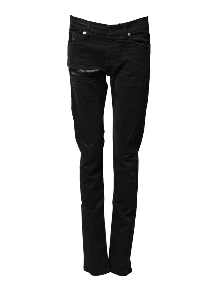 Black Tattered Men Skinny Denim Trouser Jeans