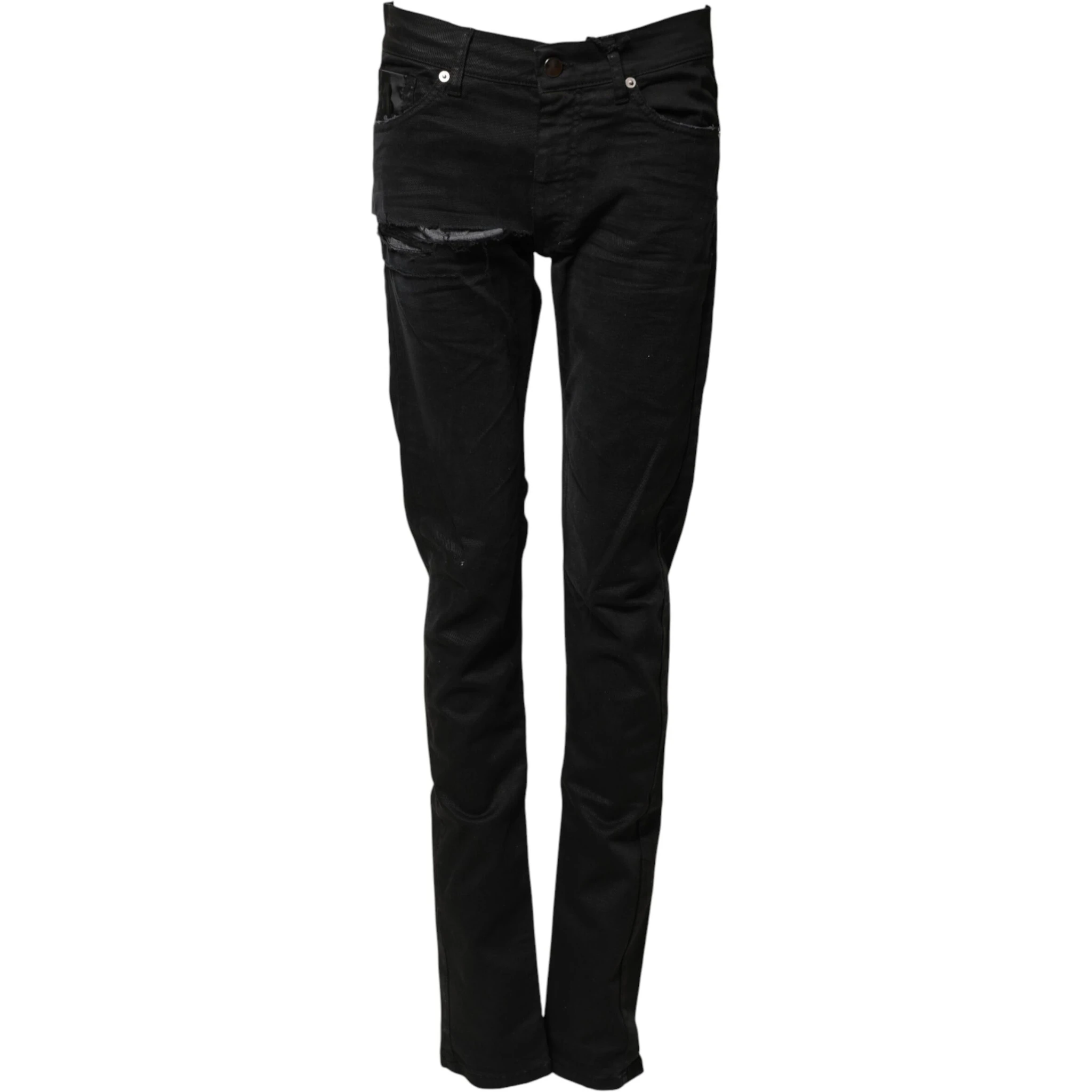 Black Tattered Men Skinny Denim Trouser Jeans