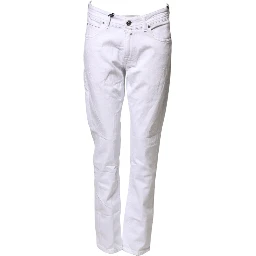 White Cotton Straight Fit Men Denim Trouser Jeans