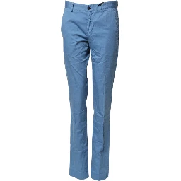 Blue Cotton Mid Waist Straight Men Denim Jeans