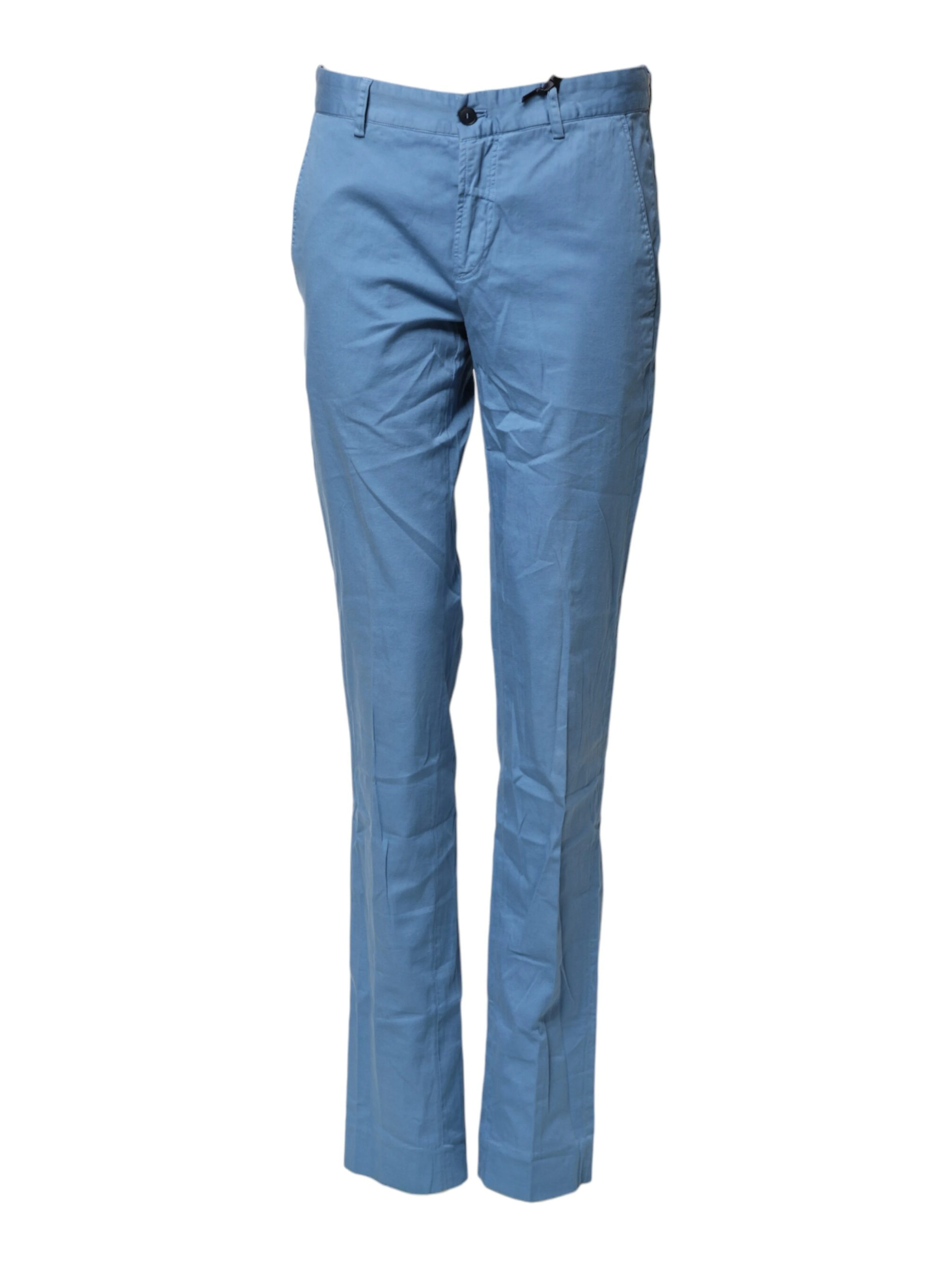 Blue Cotton Mid Waist Straight Men Denim Jeans