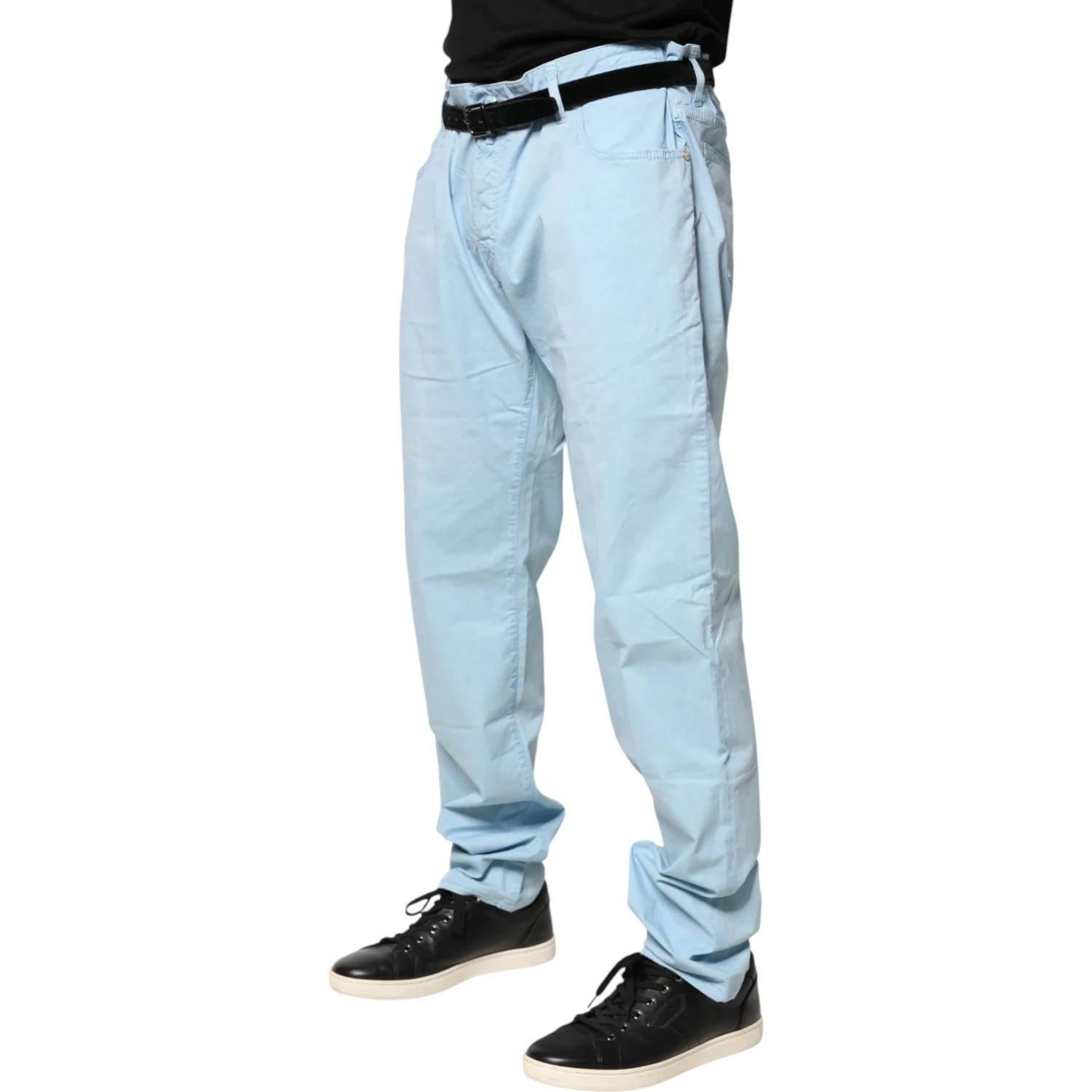 Light Blue Cotton Straight Fit Men Denim Jeans