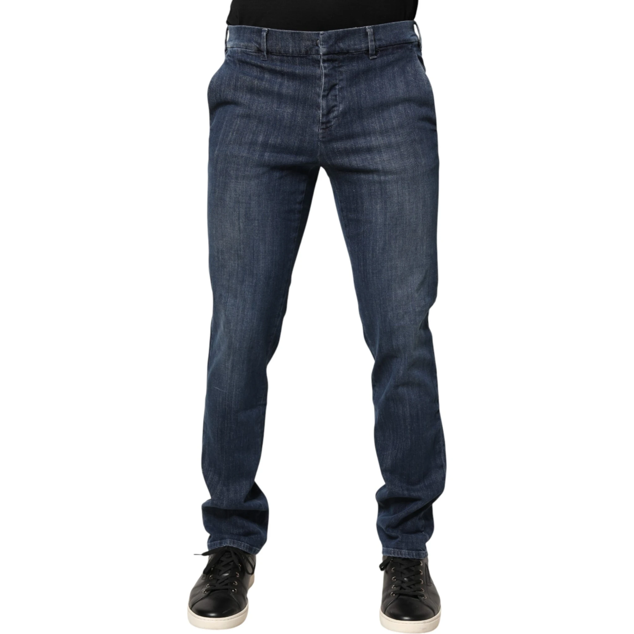 Dark Blue Mid Waist Skinny Fit Men Denim Trouser Jeans