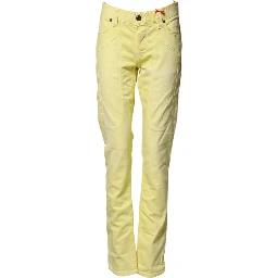 Yellow Mid Waist Straight Fit Men Denim Trouser Jeans