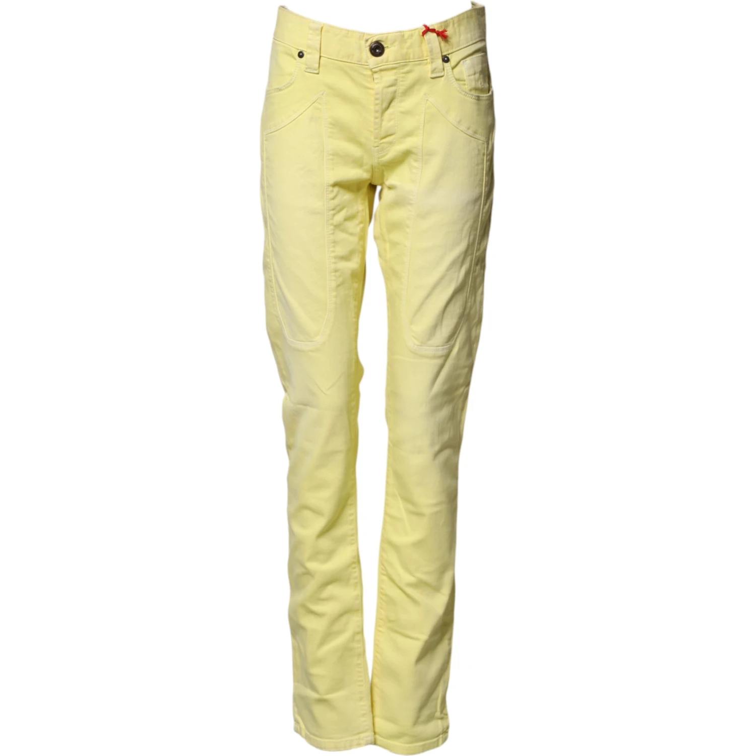Yellow Mid Waist Straight Fit Men Denim Trouser Jeans