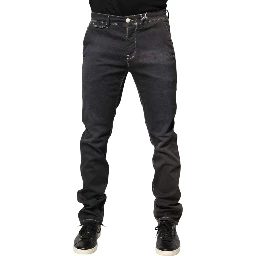 Dark Gray Mid Waist Skinny Fit Men Denim Trouser Jeans