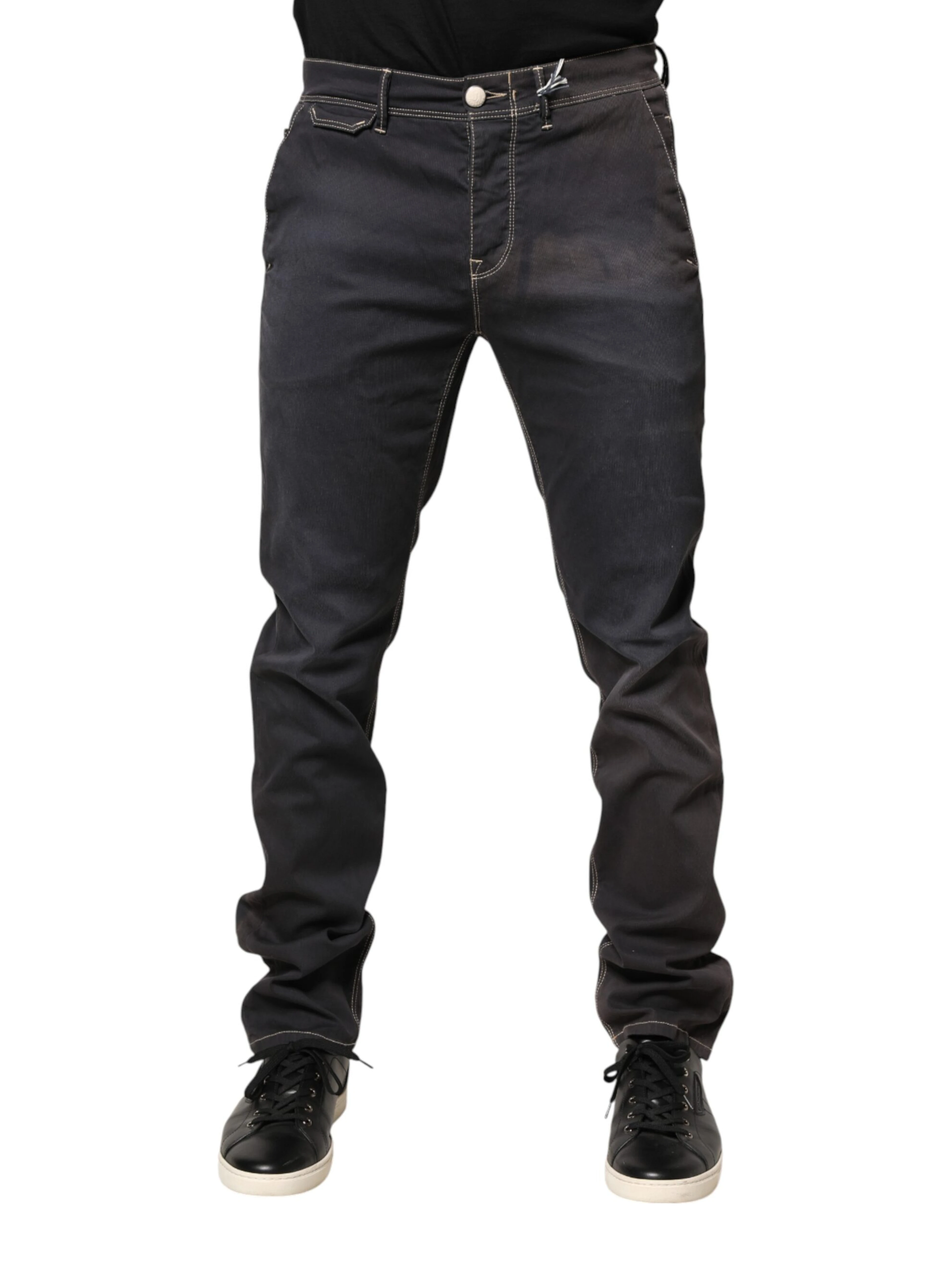 Dark Gray Mid Waist Skinny Fit Men Denim Trouser Jeans