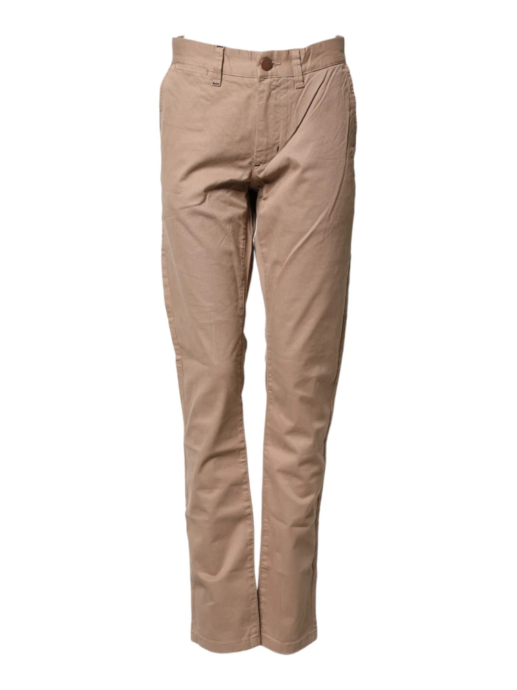 Beige Cotton Mid Waist Straight Men Chino Trouser Pants alternative