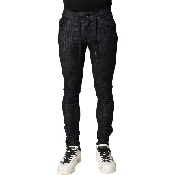 Black Cotton Stretch Skinny Denim Men Jeans