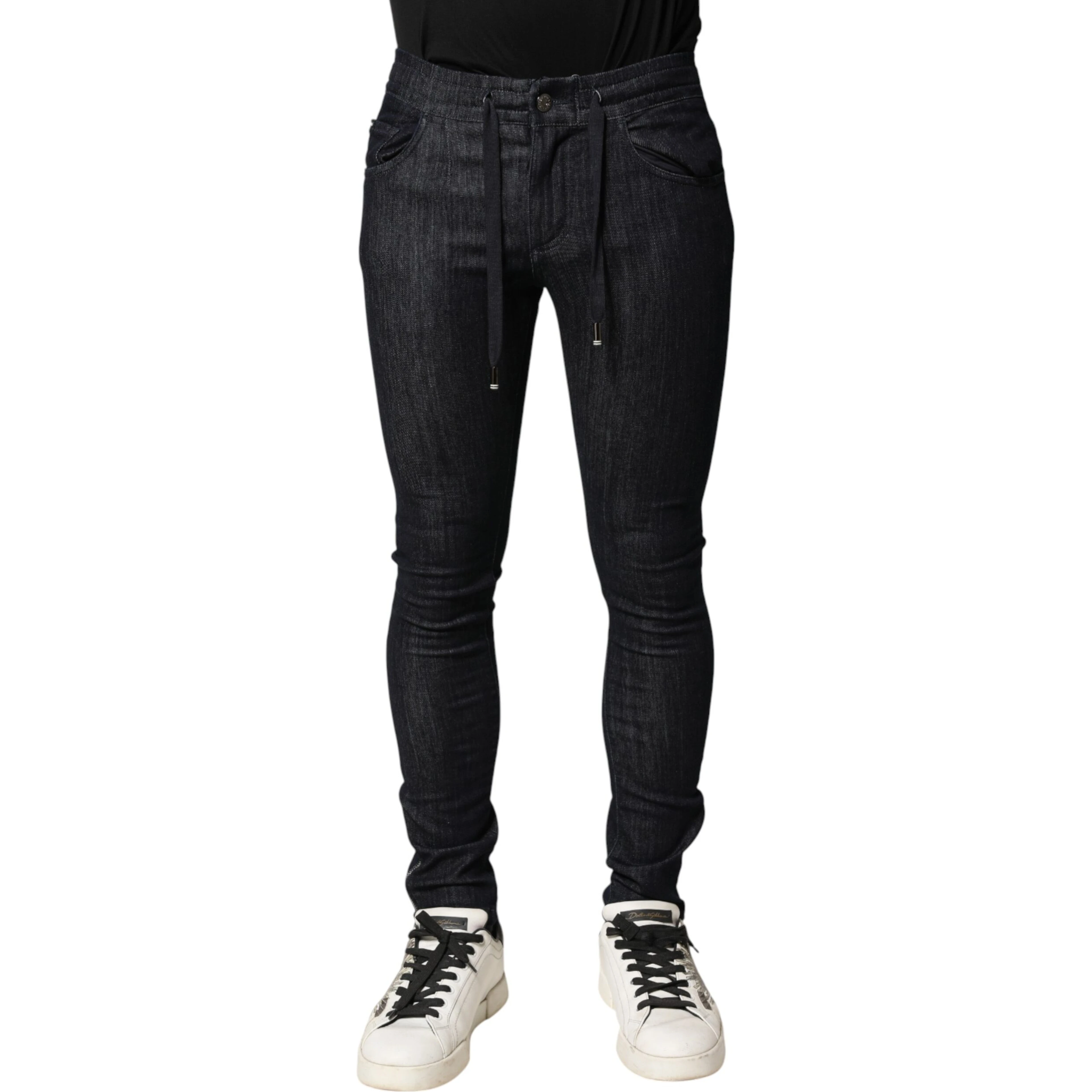 Black Cotton Stretch Skinny Denim Men Jeans