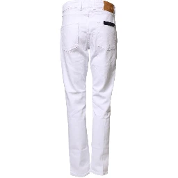 White Cotton Straight Fit Men Denim Trouser Jeans