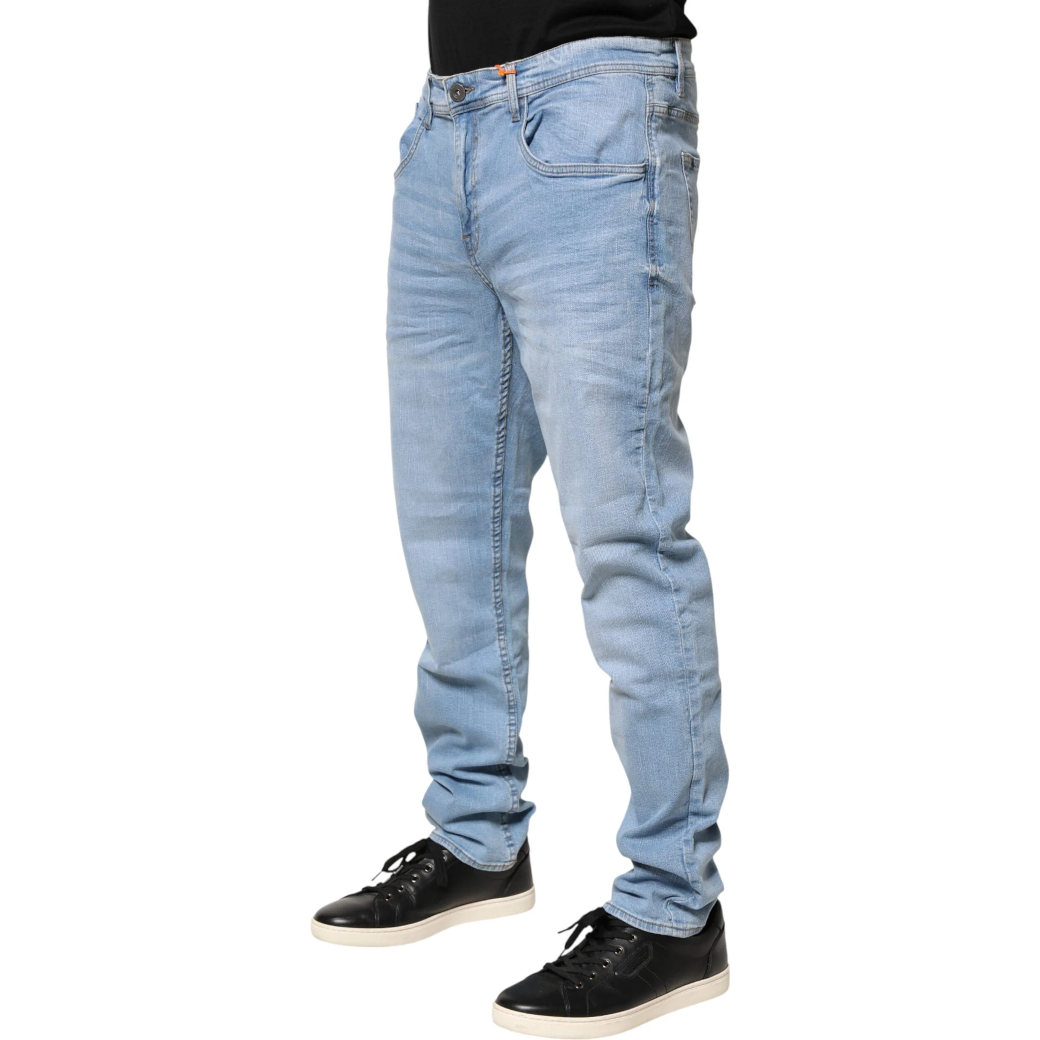 Light Blue Twister Mid Waist Skinny Fit Men Denim Jeans