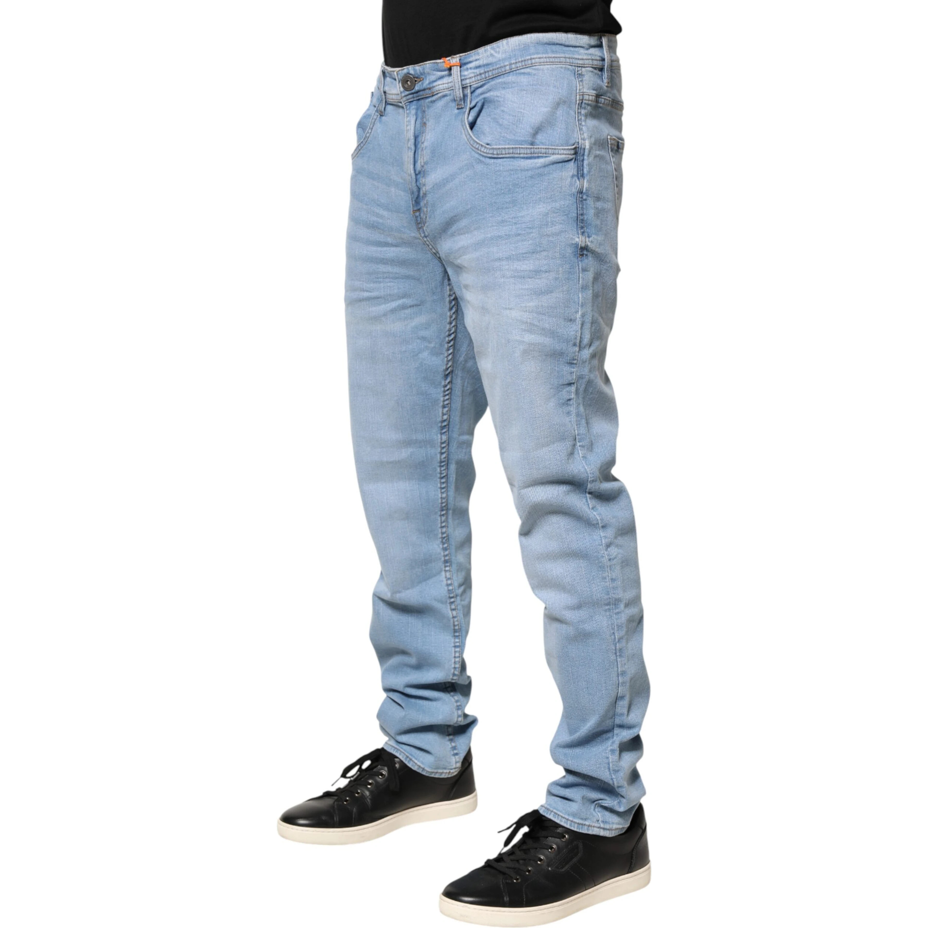Light Blue Twister Mid Waist Skinny Fit Men Denim Jeans