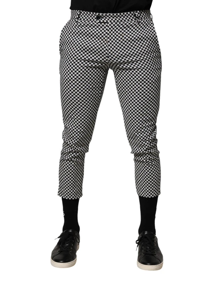 Black White Checkered Men Cropped Pants alternative