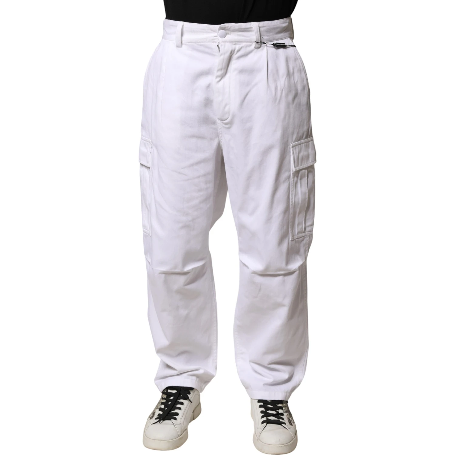 White Cotton Men Cargo Denim Trouser Jeans