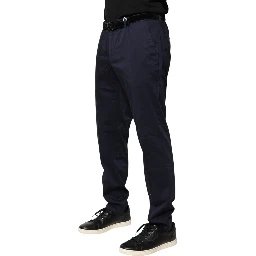 Navy Blue Skinny Chino Mid Waist Men Pants