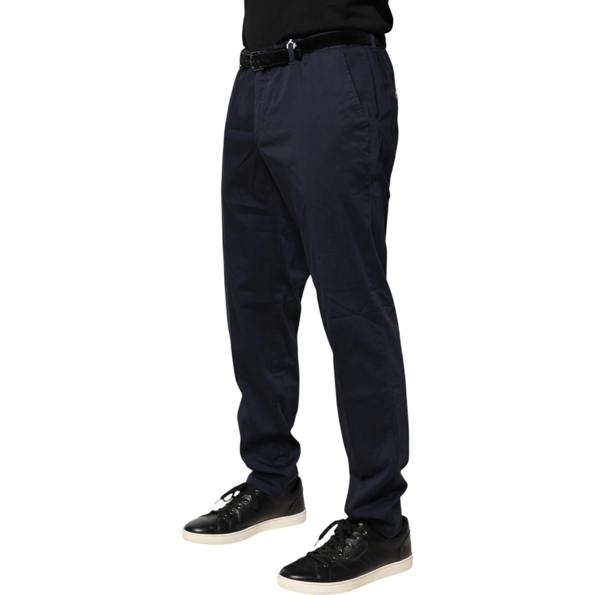 Navy Blue Skinny Chino Mid Waist Men Pants