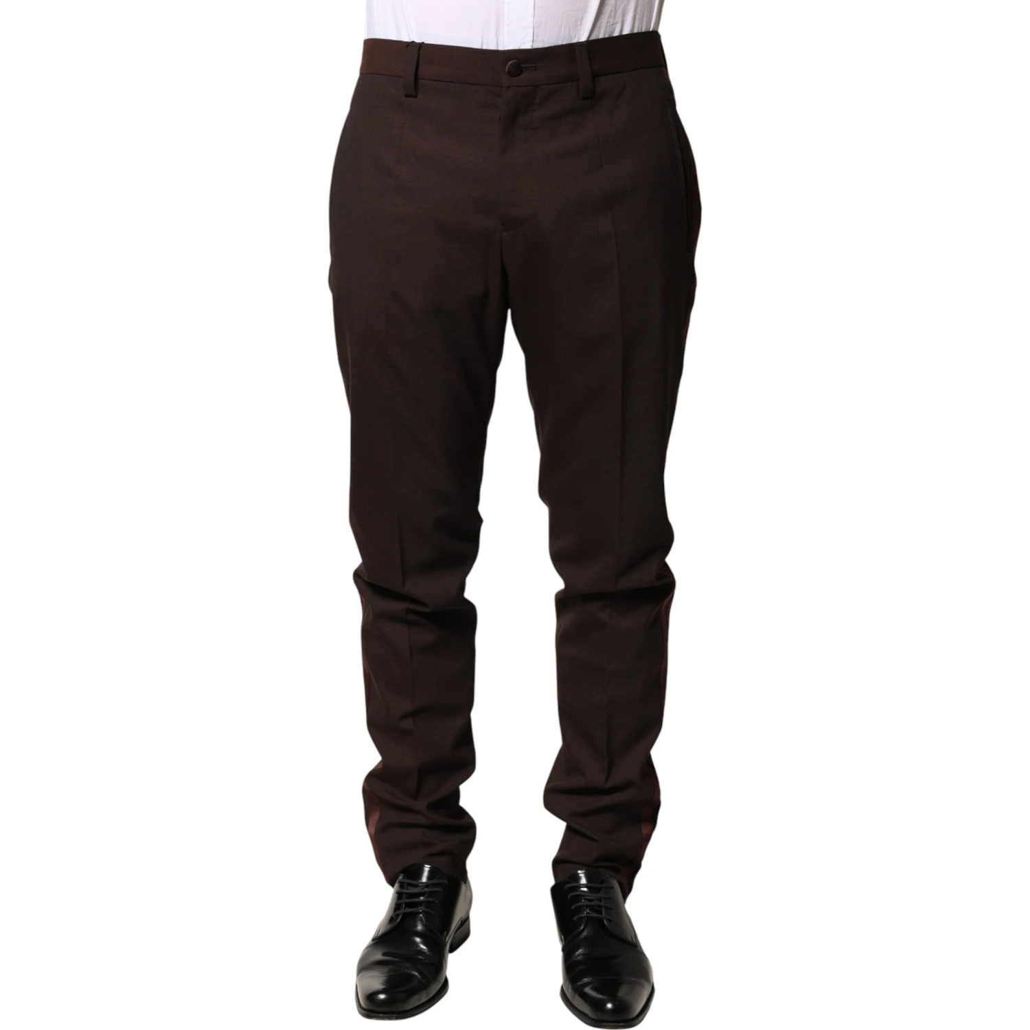 Brown Polyester Men Dress Trousers Pants