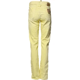 Yellow Mid Waist Straight Fit Men Denim Trouser Jeans