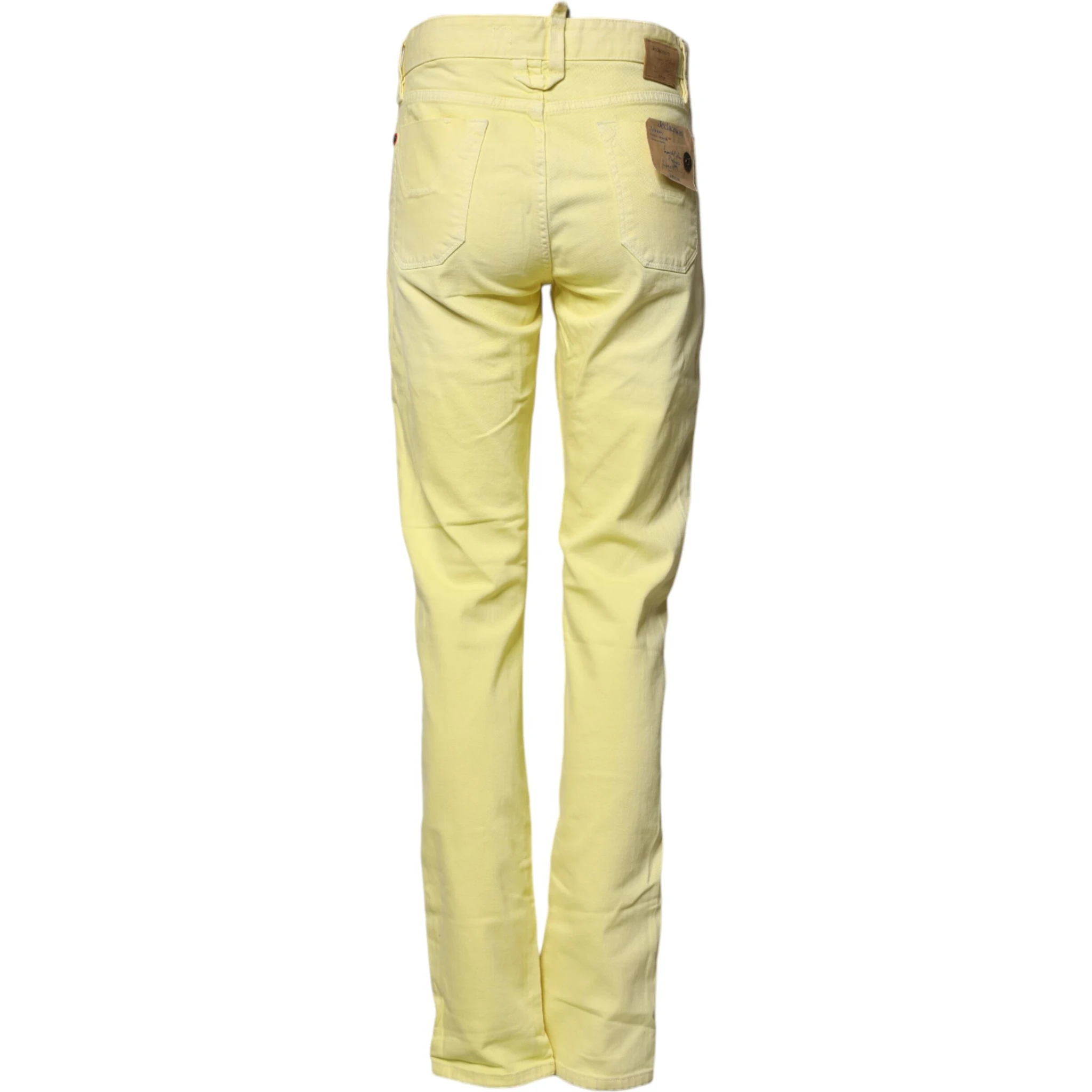 Yellow Mid Waist Straight Fit Men Denim Trouser Jeans