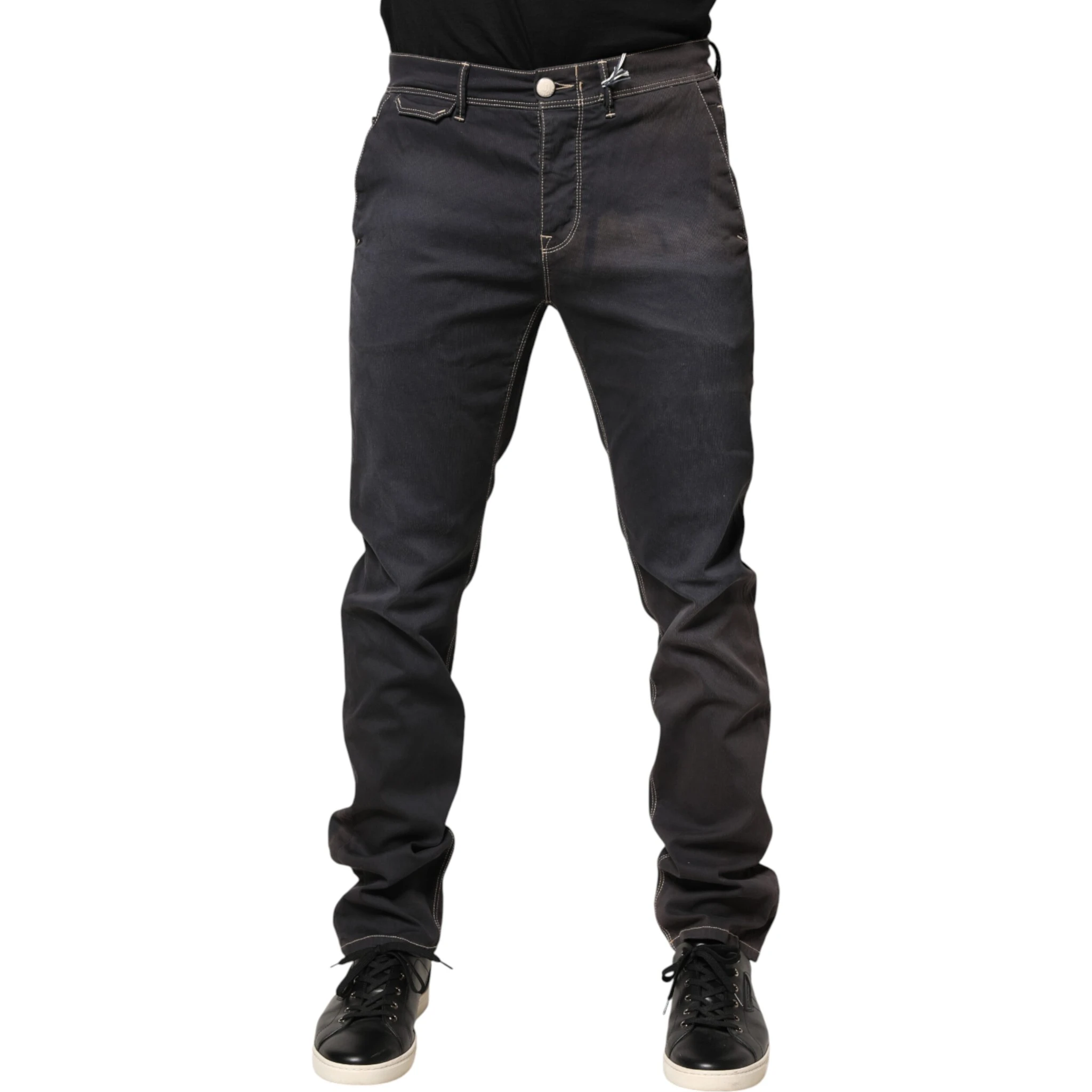 Dark Gray Mid Waist Skinny Fit Men Denim Trouser Jeans