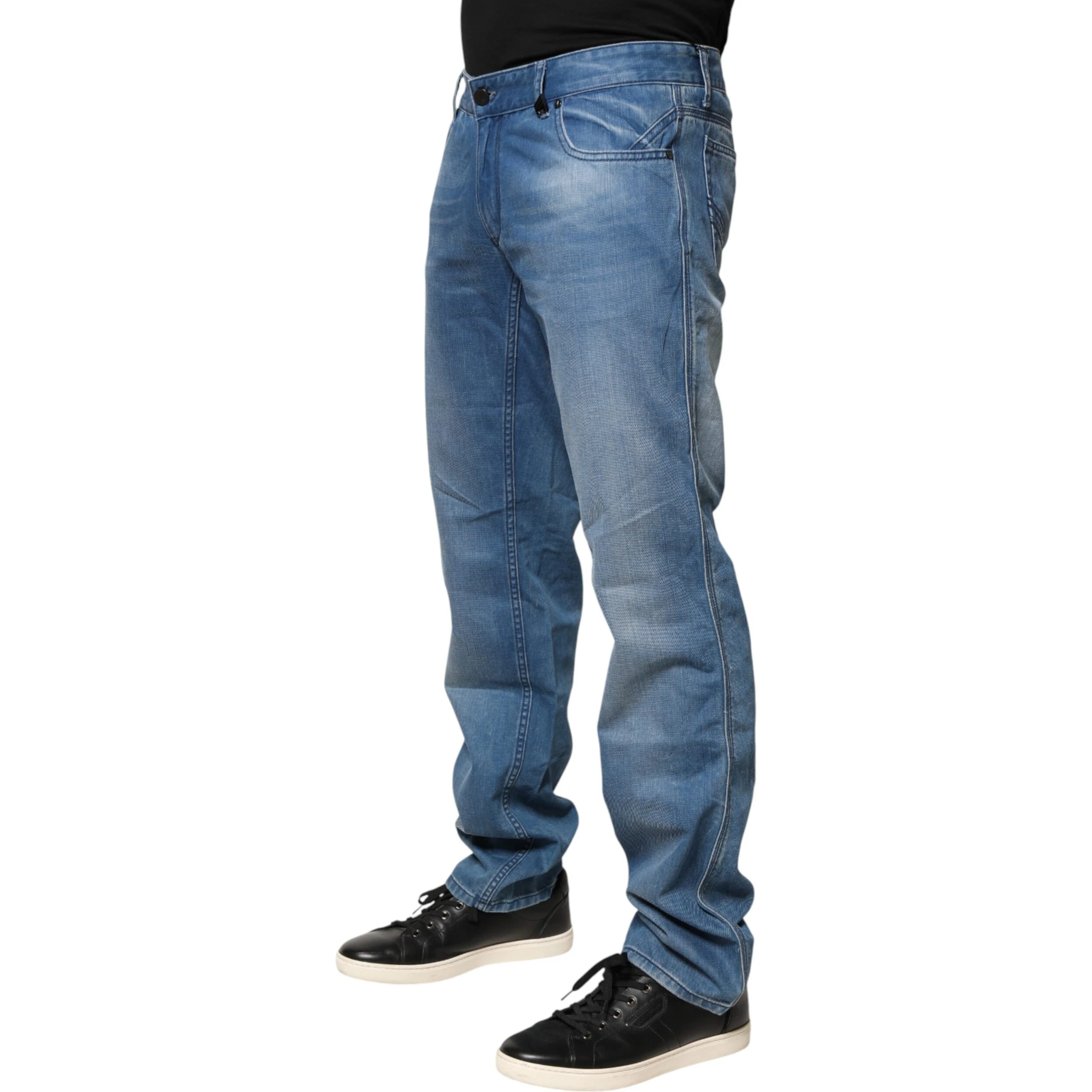 Blue Washed Cotton Skinny Fit Men Denim Trouser Jeans