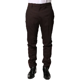Brown Polyester Men Dress Trousers Pants