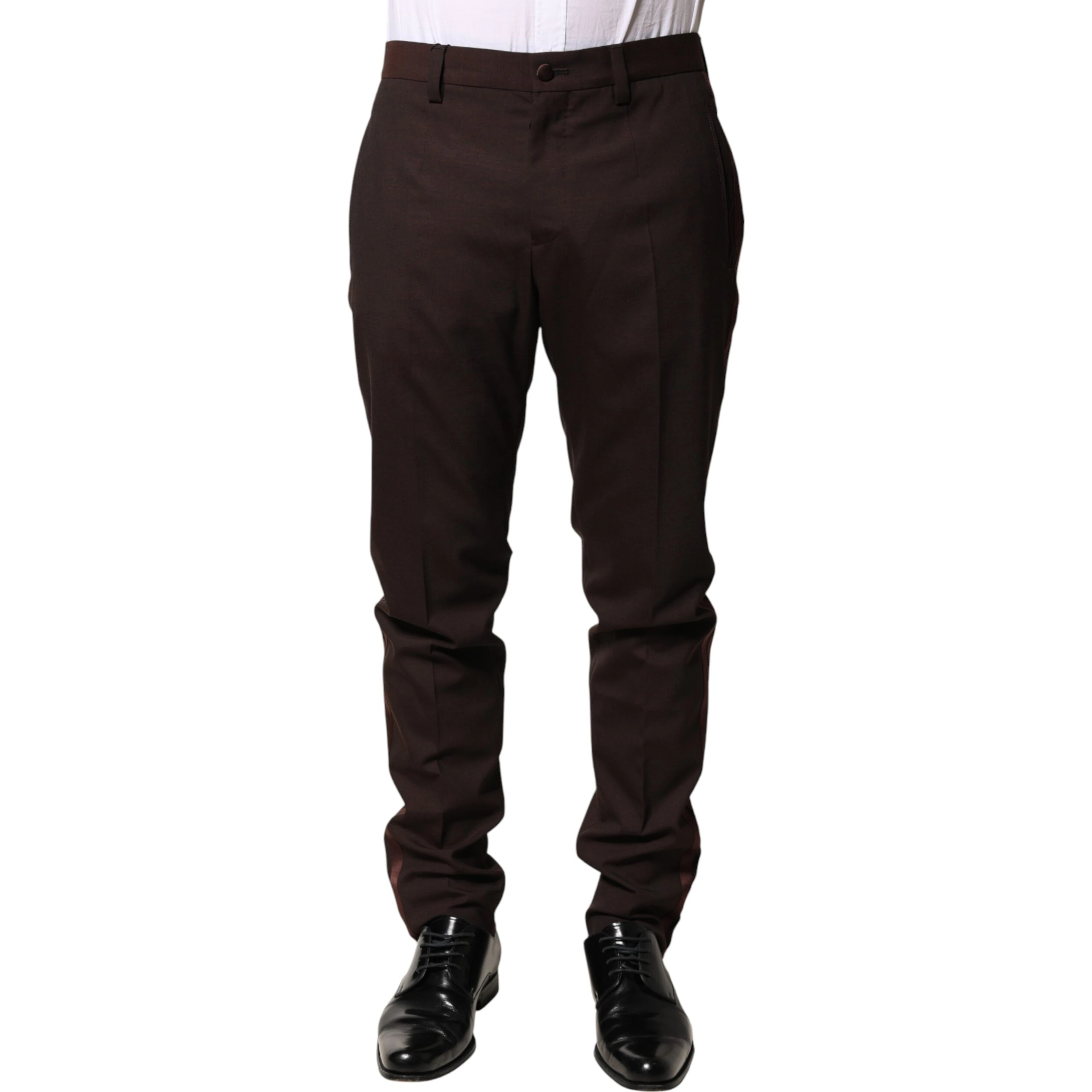 Brown Polyester Men Dress Trousers Pants