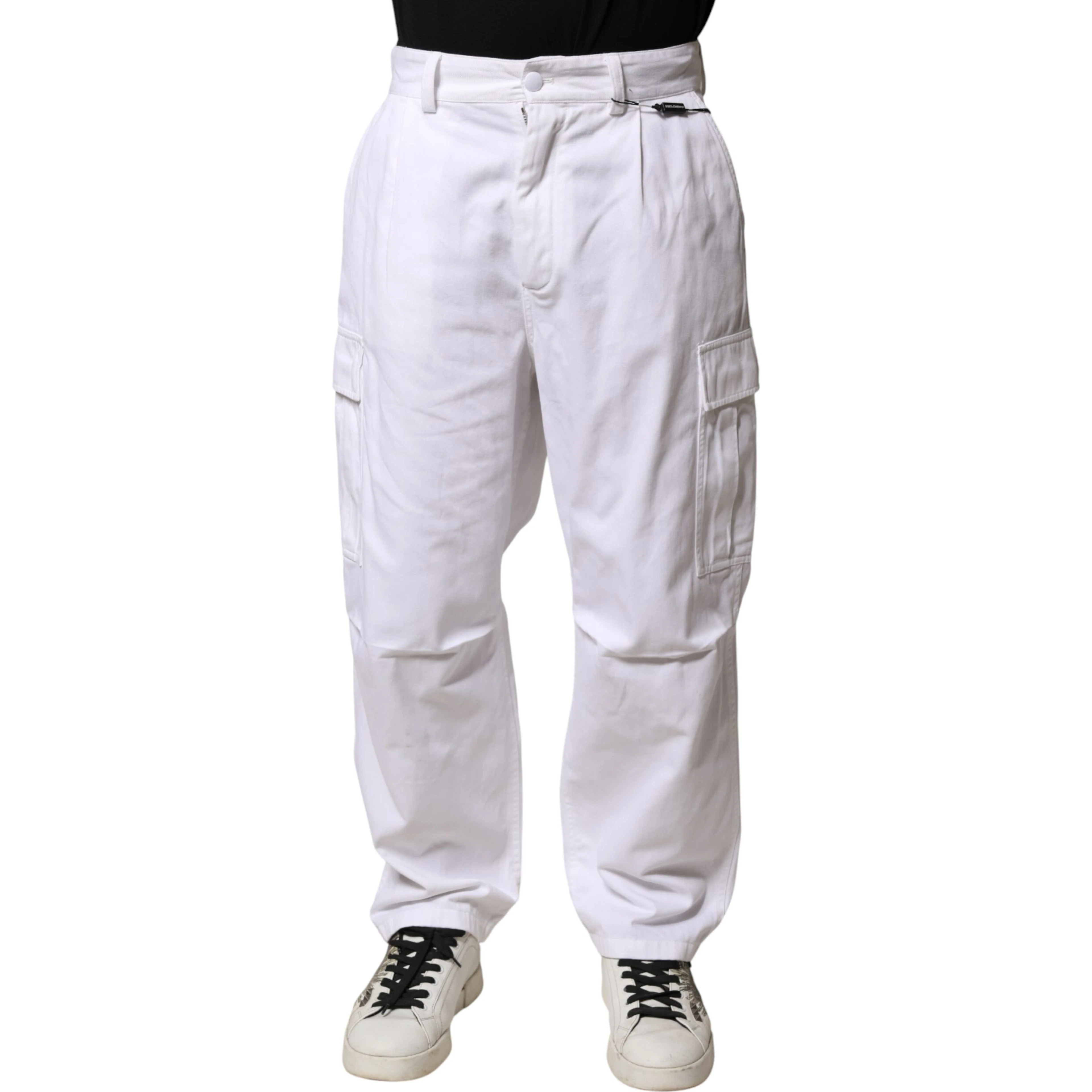 White Cotton Men Cargo Denim Trouser Jeans