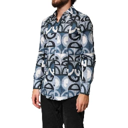 Blue MARTINI Long Sleeves Casual Logo Shirt