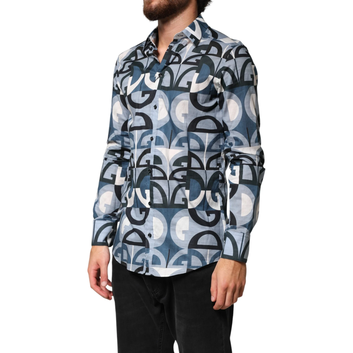 Blue MARTINI Long Sleeves Casual Logo Shirt