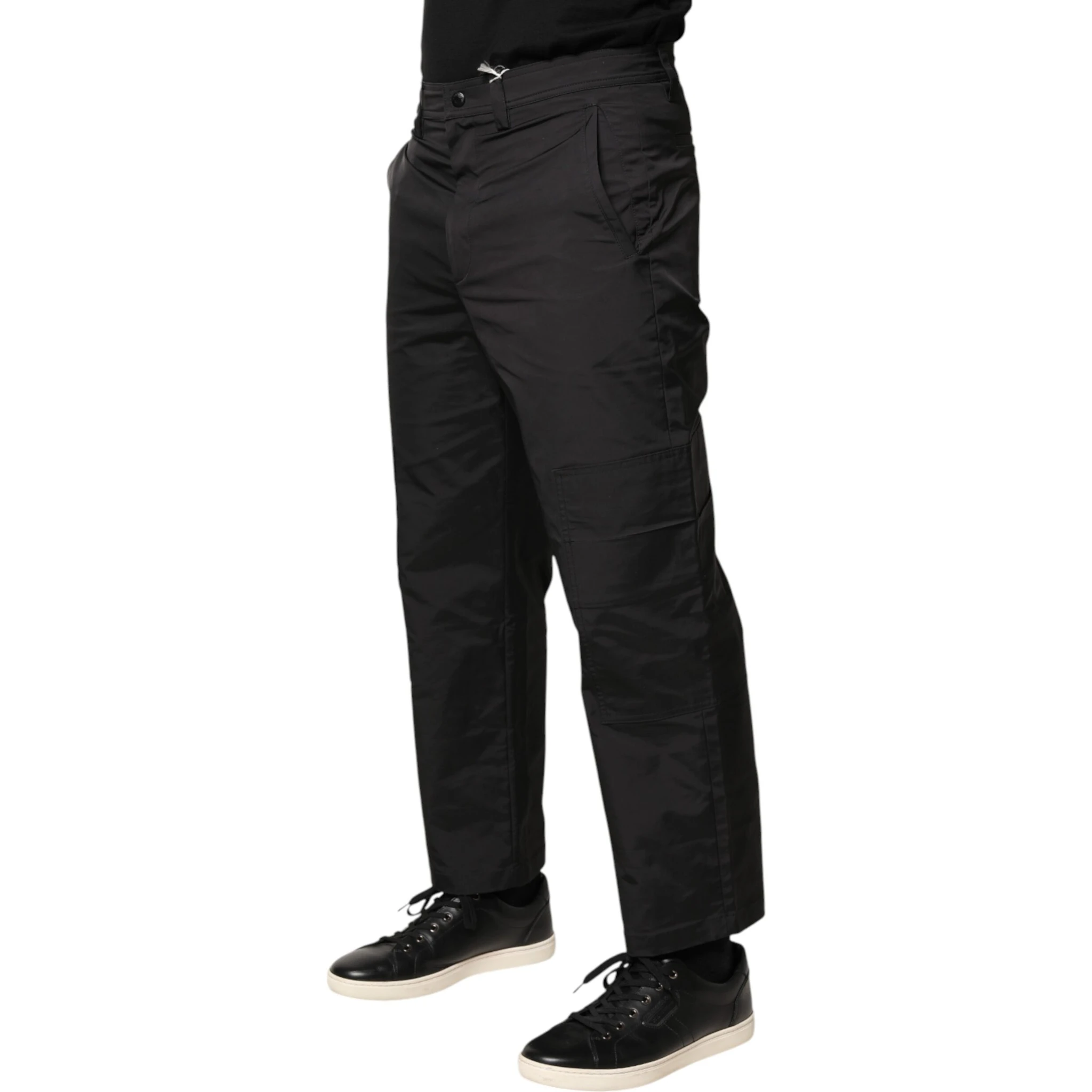 Black Mid Waist Men Tapered Dress Trouser Pants