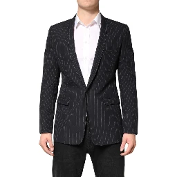 Black Stripes 1 Button Suit Jacket Blazer