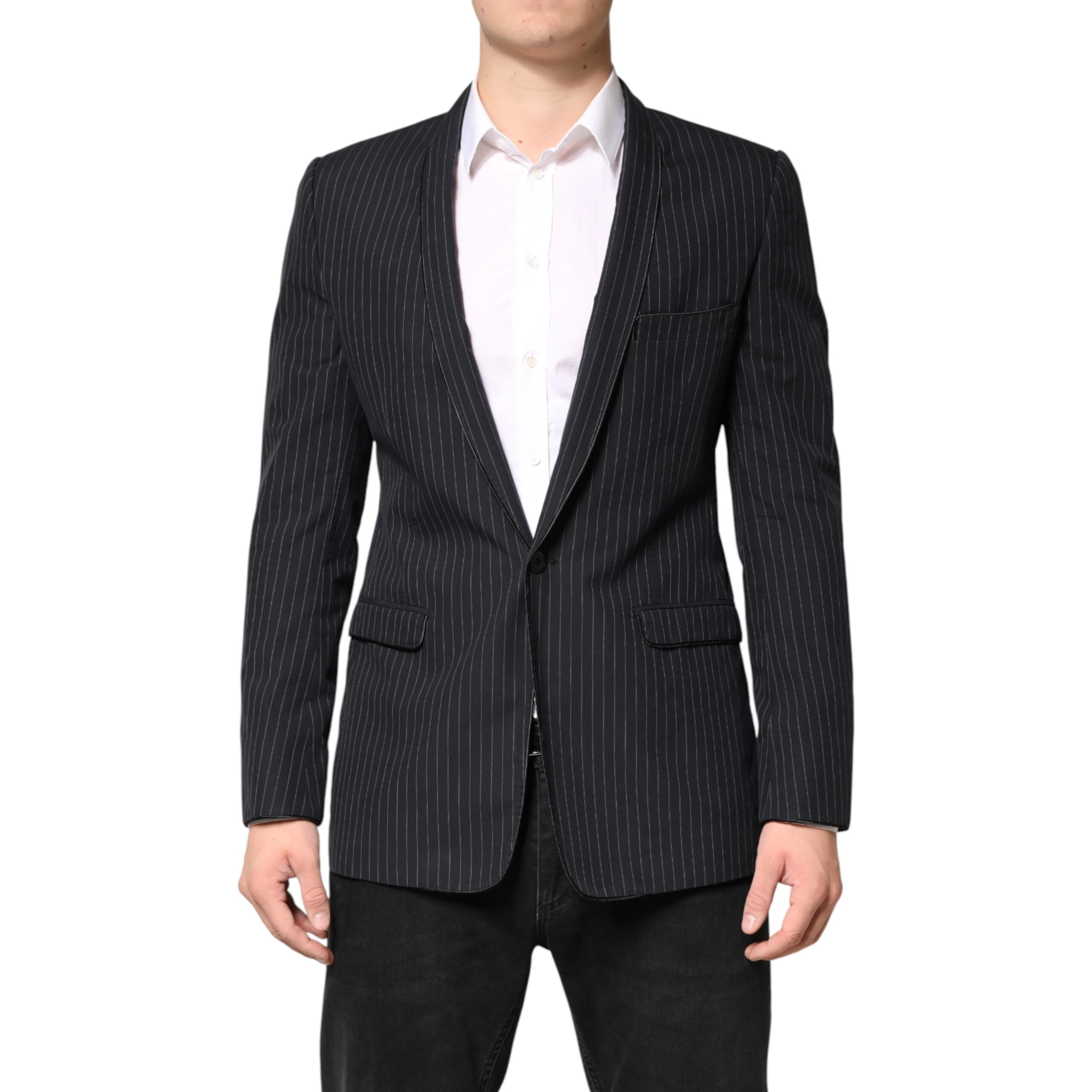 Black Stripes 1 Button Suit Jacket Blazer