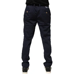 Navy Blue Skinny Chino Mid Waist Men Pants