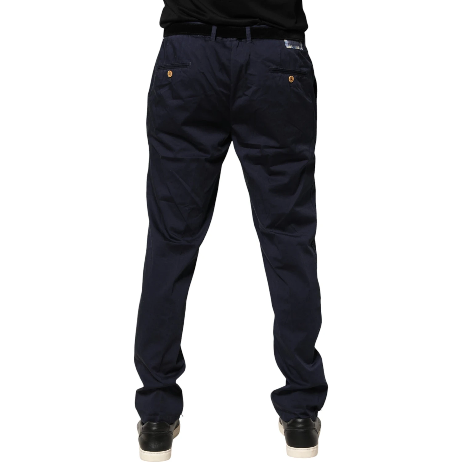 Navy Blue Skinny Chino Mid Waist Men Pants