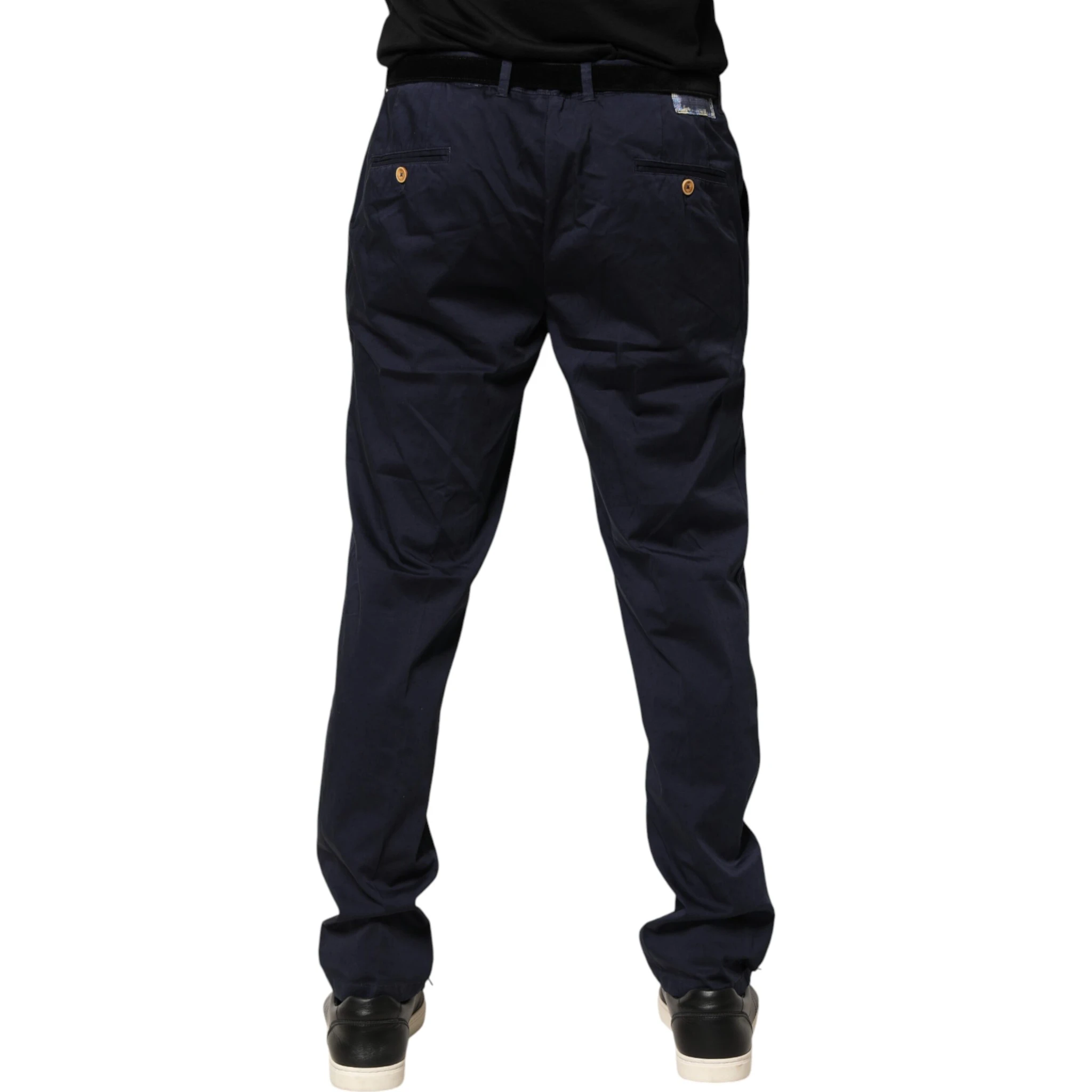 Navy Blue Skinny Chino Mid Waist Men Pants
