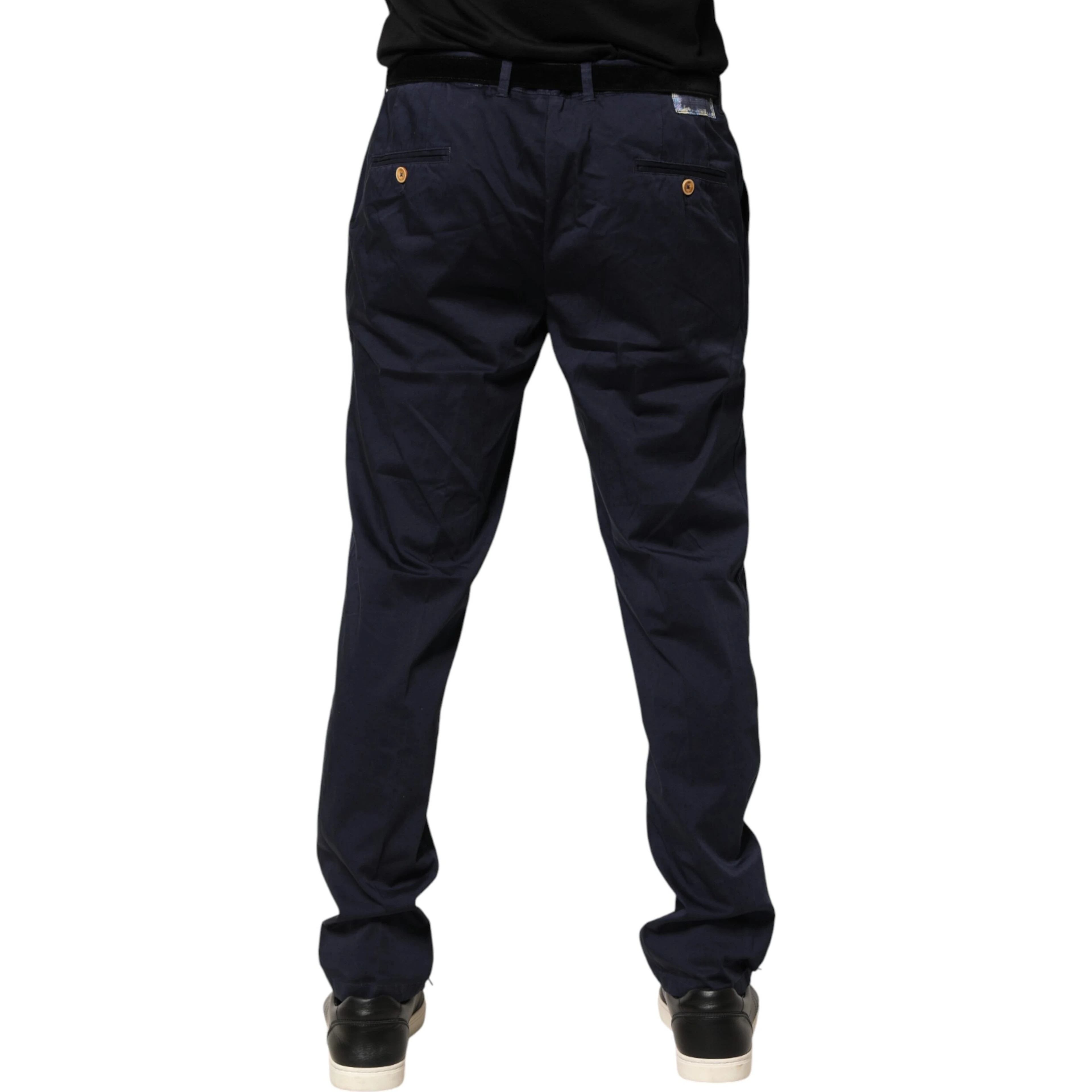 Navy Blue Skinny Chino Mid Waist Men Pants