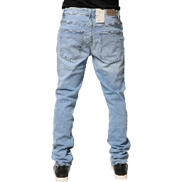 Light Blue Twister Mid Waist Skinny Fit Men Denim Jeans