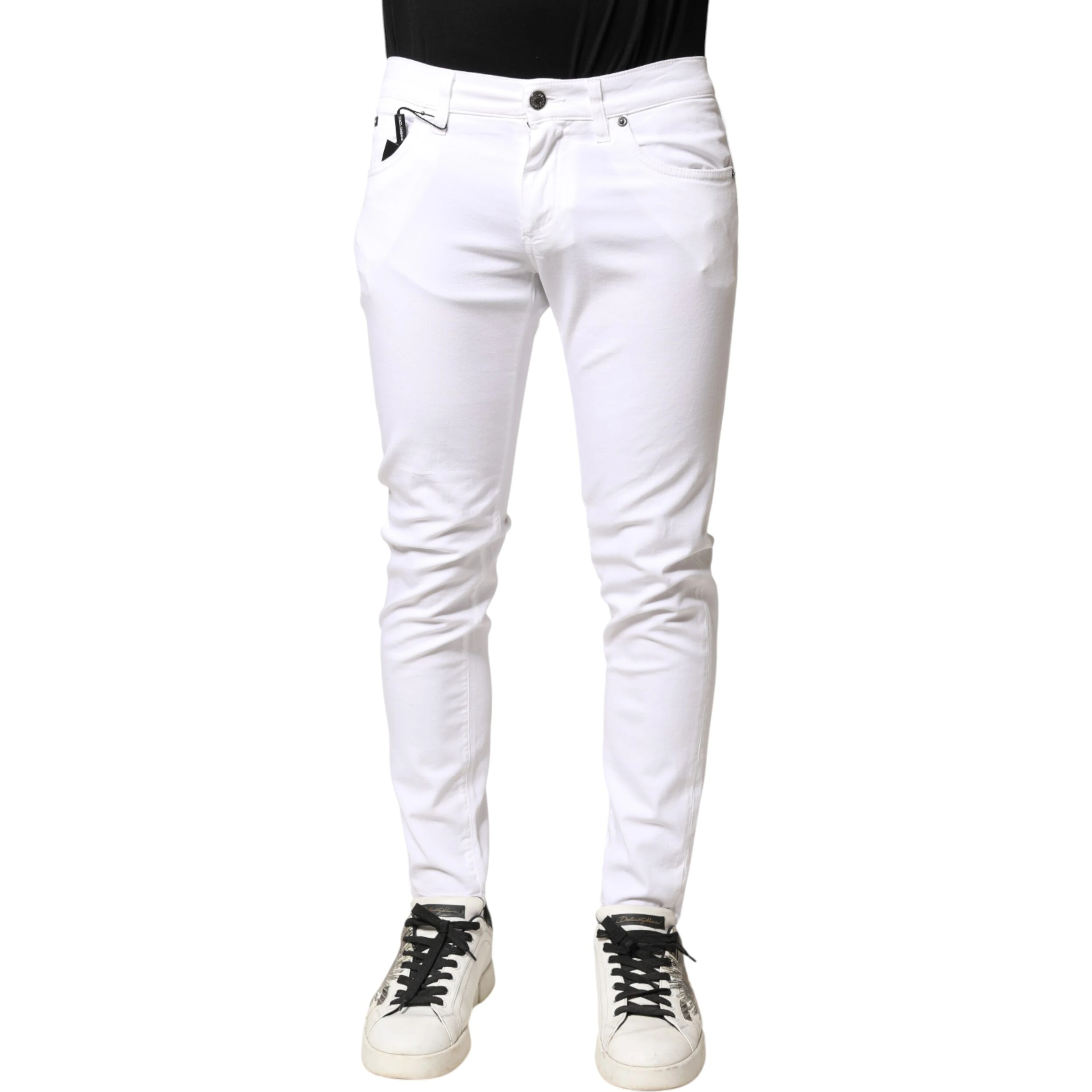 White Cotton Stretch Skinny Denim Men Jeans