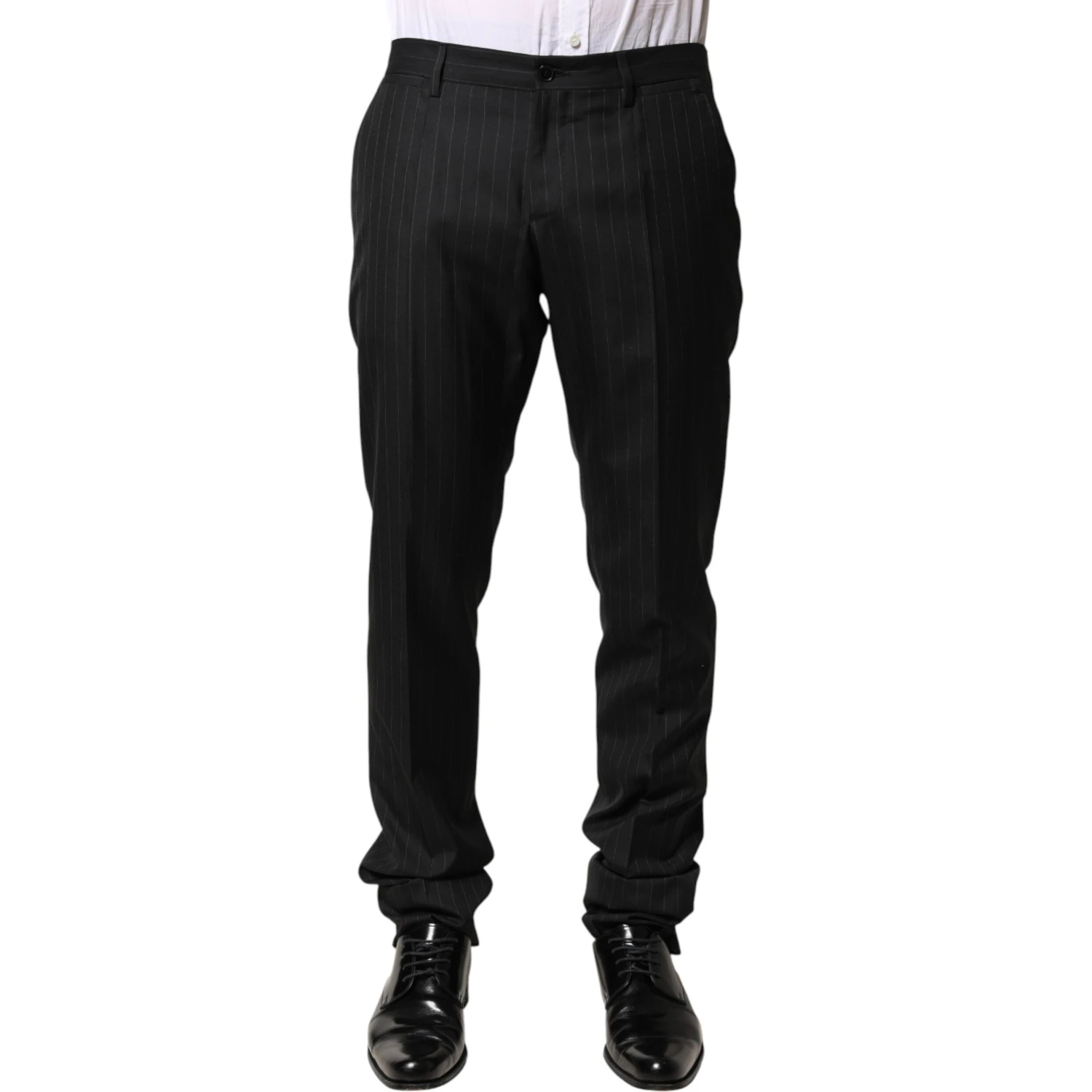 Black Stripes Wool Men Dress Trousers Pants