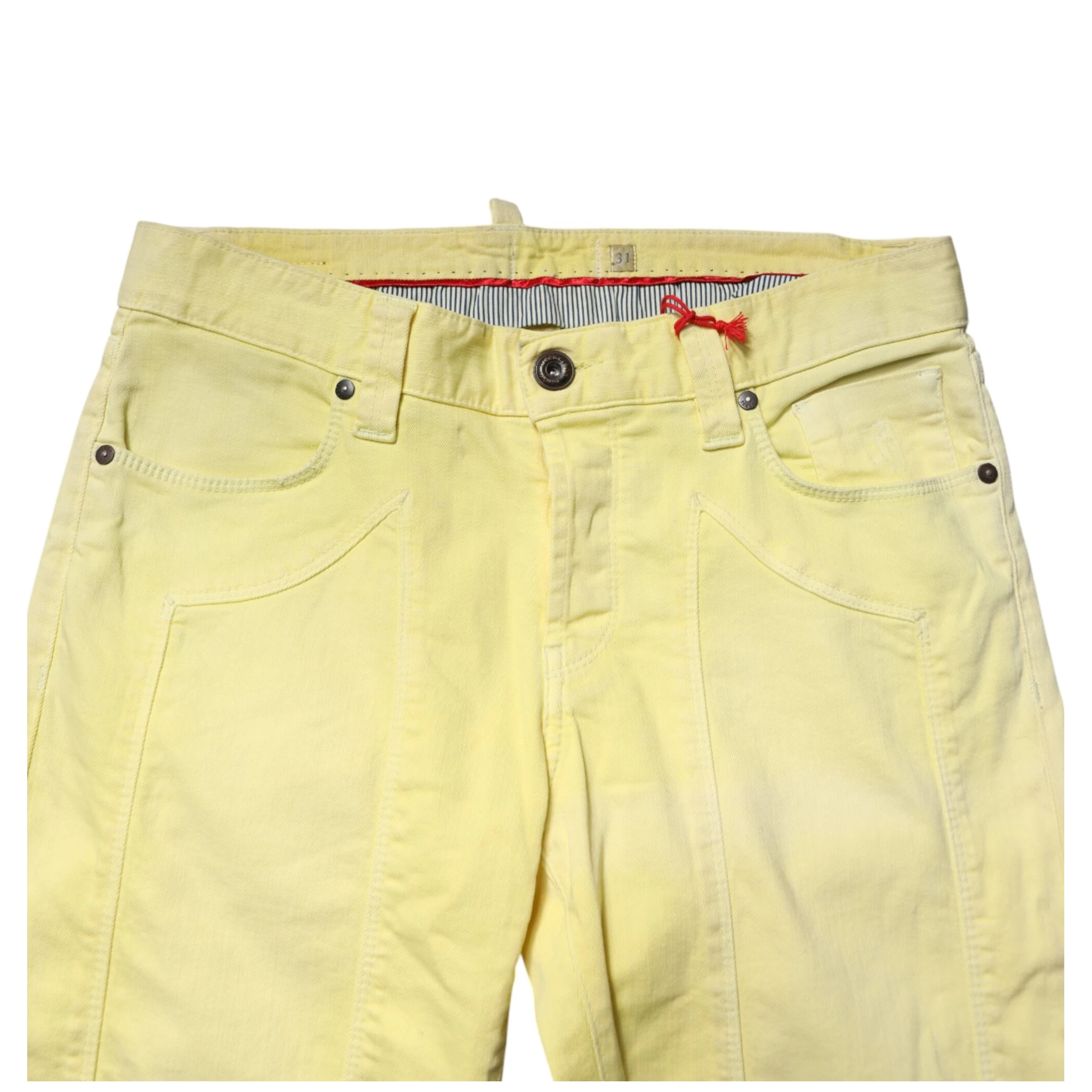 Yellow Mid Waist Straight Fit Men Denim Trouser Jeans