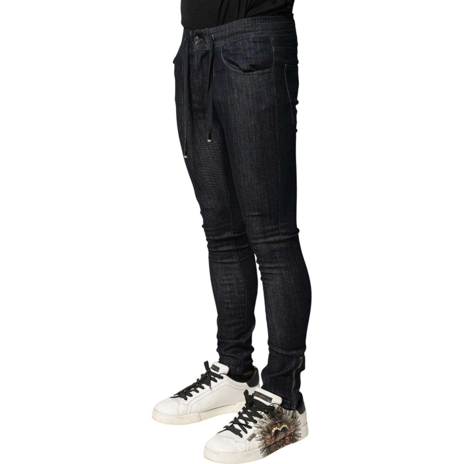 Black Cotton Stretch Skinny Denim Men Jeans